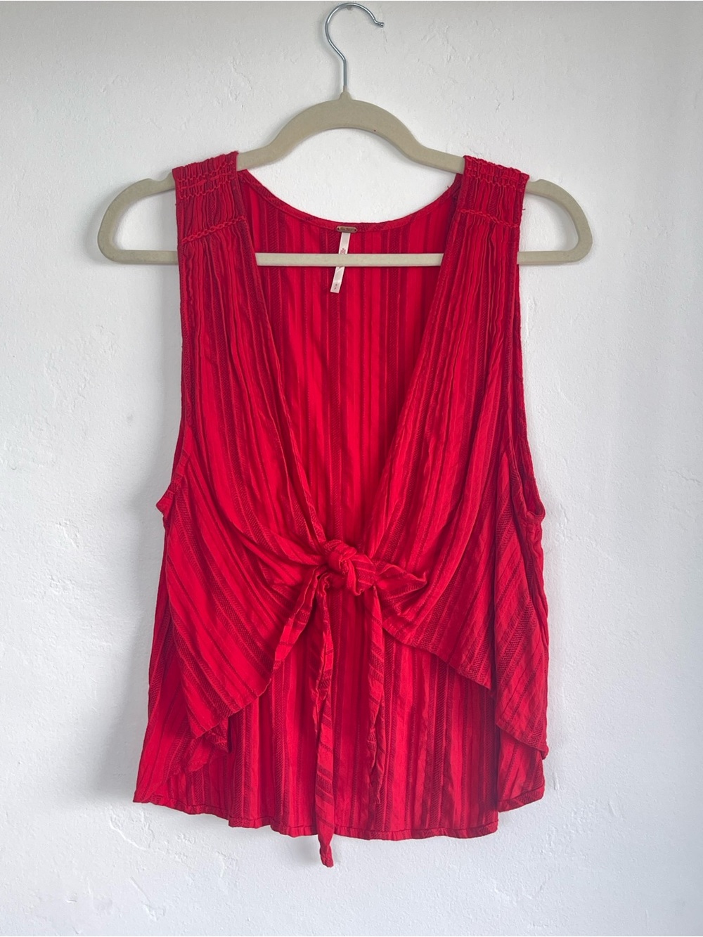 Free People Red Tie-Front Sleeveless Camisole